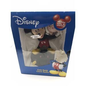 VTG Mickey Mouse Coin Bank‎ AM/FM Clock Radio 2005 Model #518384 New Open Box